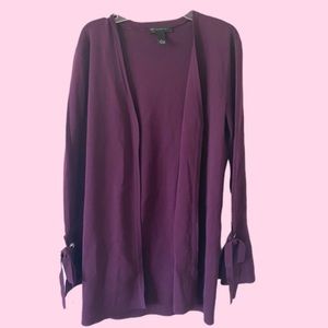 INC dark purple long cardigan with arm ties